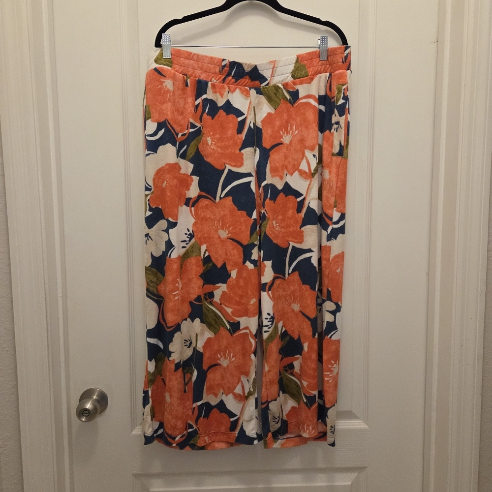 CUDDL DUDS women's size 1x floral soft cozy capris stretch waist